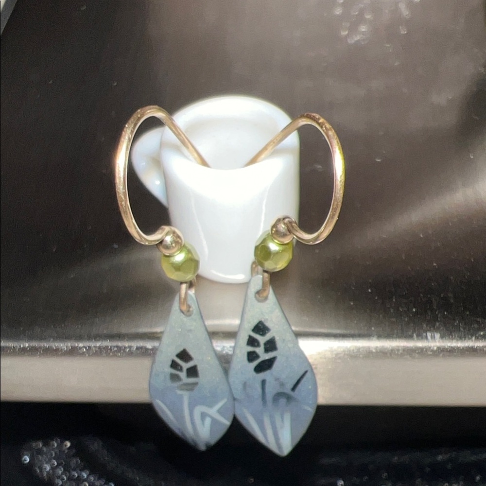 Elegant Gold and Green Dangle Earrings